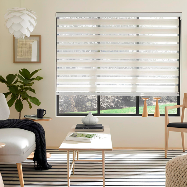 Persiana Rolô Double Vision Sunny Linho Bege 1,60x1,60m Topflex