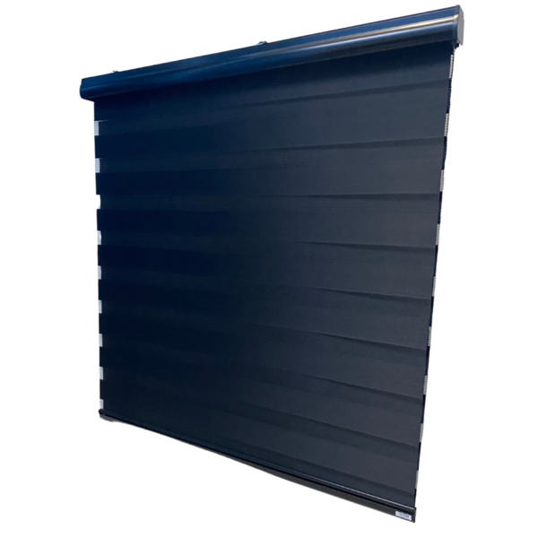 Persiana Rolo Duplo Tecido Zebra Bandô Total Preta 140 (l) X