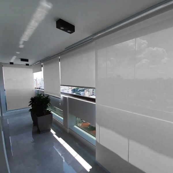 Persiana Rolô Poliéster Cinza Solar 2,2x1,6m Proteção UV Belchior
