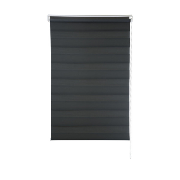 Persiana Rolô Zebra Dupla 1,40m X 1,60m Preta Sala Quarto Coz