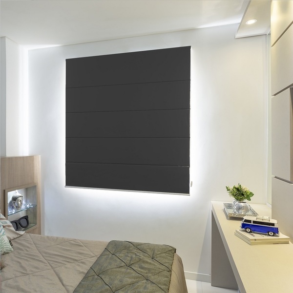 Persiana Romana (1,40Lar. x 2,50Alt.) Tecido Blackout Preto -