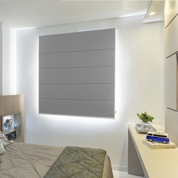 Persiana Romana (1,40Larg. x 2,25Alt.) Tecido Blackout  Cinza