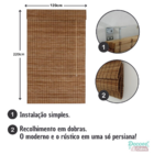 Persiana Romana Bambu Block 120larg X 220alt Natural