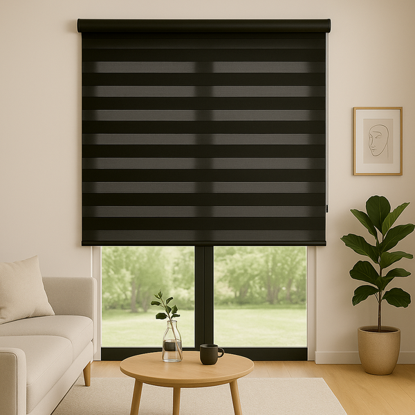 Persiana Zebra Smart 38mm Motorizável 220larg X 260alt Preta