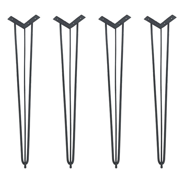 Pés Para Mesas Cor Preta - 04 Un Hairpin Legs De Ferro 74cm A