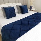 Peseira Drapeada Dupla Face Em Veludo  Azul Marinho Com Forro