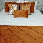 Peseira Drapeada Dupla Face Em Veludo  Terracota Com Forro Ca