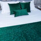 Peseira Drapeada Line Dupla Face Em Veludo Cama Casal Verde E
