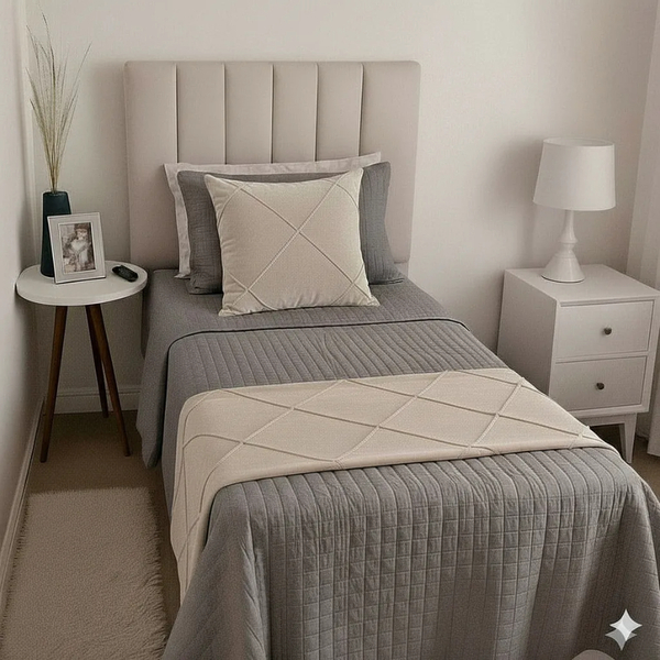 Peseira Drapeada Veludo Luxo 1,60x0,50m Dupla Face cama Solte