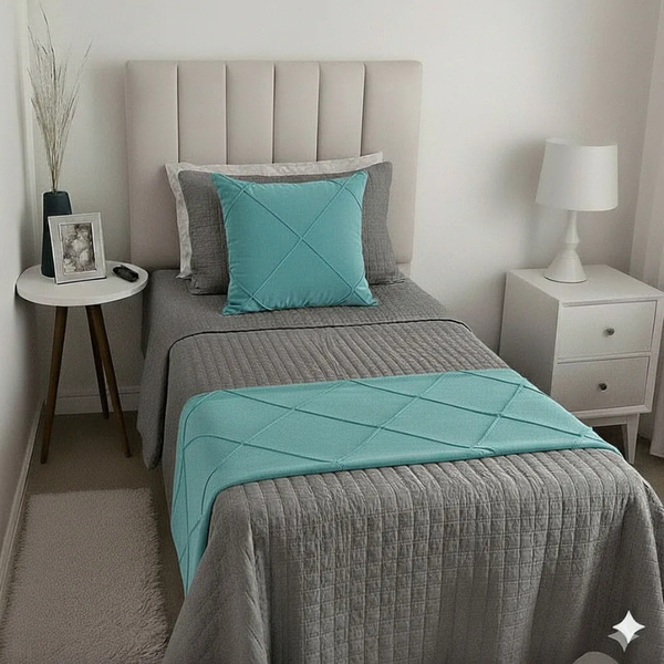 Peseira Drapeada Veludo Luxo 1,60x0,50m Dupla Face cama Solte