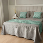 Peseira Drapeada Veludo Luxo 2,15x0,50m Dupla Face cama Casal