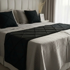 Peseira Drapeada Veludo Luxo 2,15x0,50m Dupla Face cama Casal