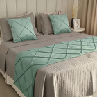 Peseira Drapeada Veludo Luxo 2,40x0,50m Dupla Face cama Queen