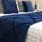 Peseira Drapeada Veludo Luxo 2,40x0,50m Dupla Face cama Queen