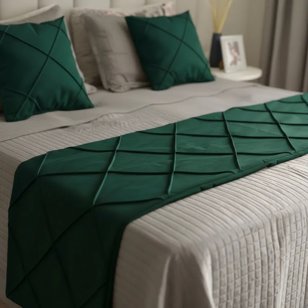 Peseira Drapeada Veludo Luxo 2,40x0,50m Dupla Face cama Queen