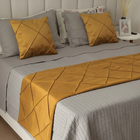 Peseira Drapeada Veludo Luxo 2,40x0,50m Dupla Face cama Queen