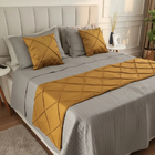 Peseira Drapeada Veludo Luxo 2,40x0,50m Dupla Face cama Queen