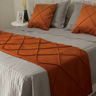 Peseira Drapeada Veludo Luxo 2,40x0,50m Dupla Face cama Queen