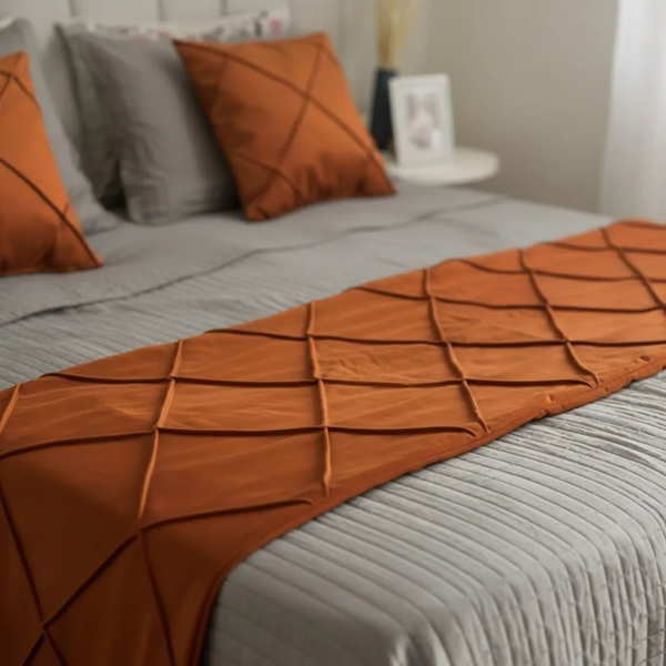 Peseira Drapeada Veludo Luxo 2,40x0,50m Dupla Face cama Queen