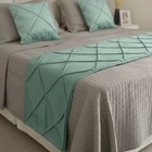 Peseira Drapeada Veludo Luxo 2,90x0,50m Dupla Face cama King