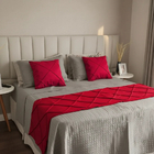 Peseira Drapeada Veludo Luxo 2,90x0,50m Dupla Face cama King