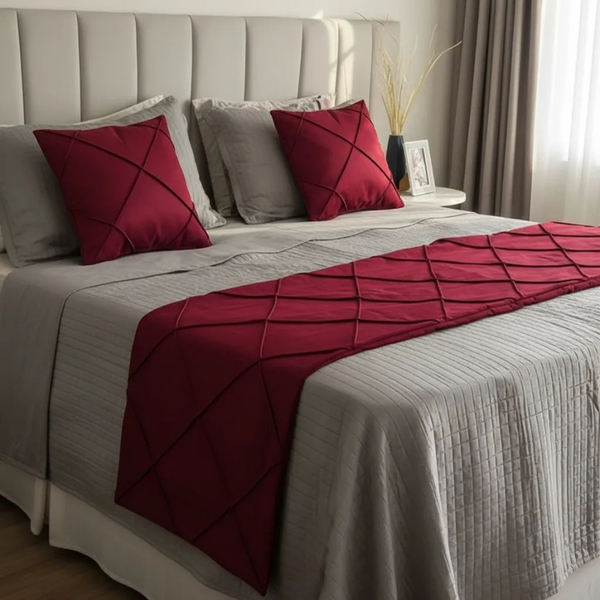 Peseira Drapeada Veludo Luxo 2,90x0,50m Dupla Face cama King