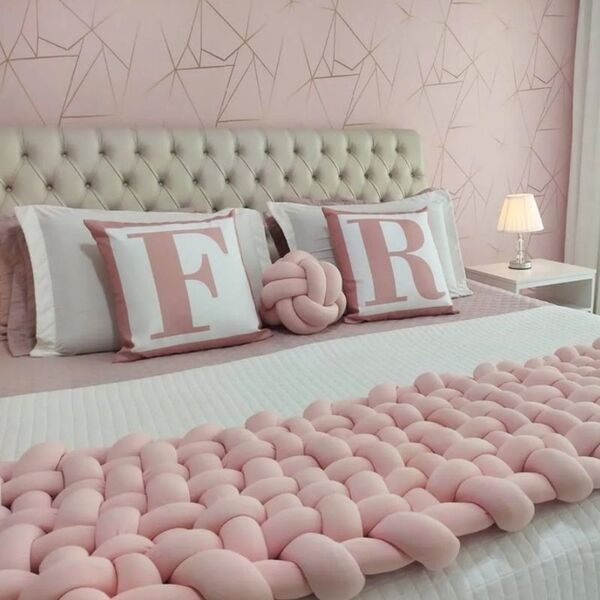 Peseira Trançada Em Nó 1,50x0,50m  Rosa Bebê