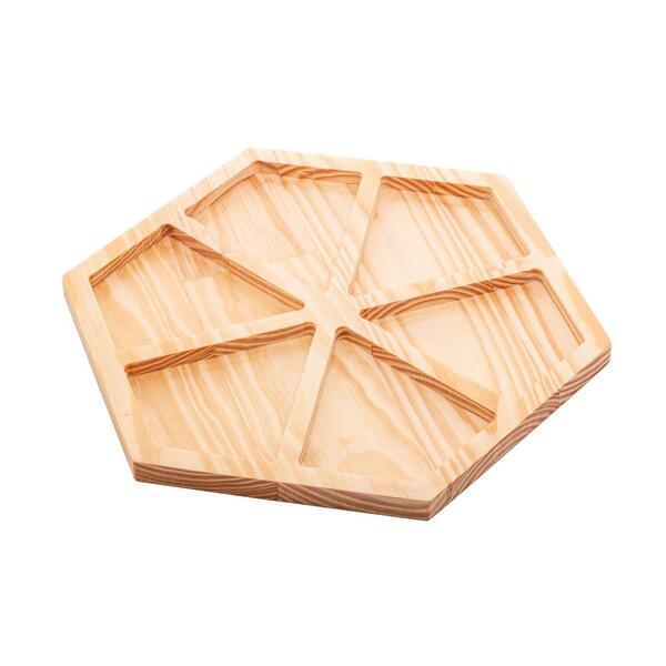Petisqueira 6 Divisórias Woodart Pinus De Madeira 35cm