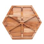 Petisqueira 6 Divisórias Woodart Teca De Madeira 35cm