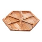 Petisqueira 6 Divisórias Woodart Teca De Madeira 35cm