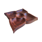 Petisqueira  3d Tábua 4 Folhas Madeira Nobre Maciça 22x22 Cm