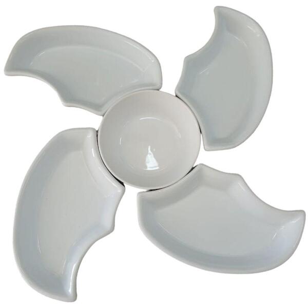 Petisqueira Cata-vento Em Cerâmica 5 Peças – Branca