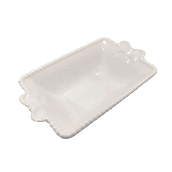 Petisqueira Cerâmica Branco Com Detalhe De Laço Home Design