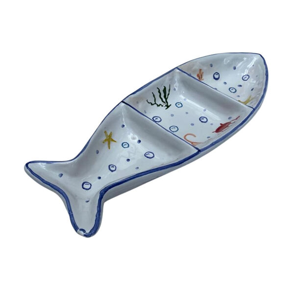 Petisqueira Ceramica Feita E Pintada Mao Formato Peixe
