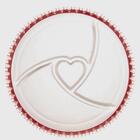 Petisqueira Cristal Coração Borda Rosa 23,5x2,5cm - Lyor