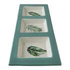 Petisqueira De Cerâmica Verde 3 Divisões 34,8x15,8x3,5cm Btc