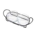 Petisqueira Dupla De Vidro Com Suporte Italy Black 24cm X 10c