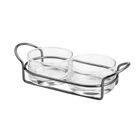 Petisqueira Dupla De Vidro Com Suporte Italy Black 24cm X 10c