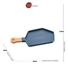 Petisqueira Em Porcelana Com Cabo Bambu Azul Matt 40x19x2cm