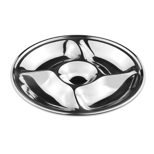 Petisqueira Inox 36cm 5 Divisões Ud027 Prata