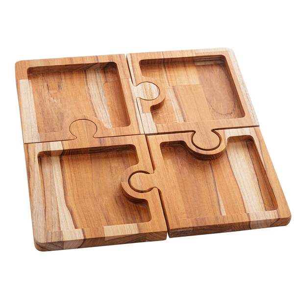 Petisqueira Madeira Teca C/4 Divisórias 30x30x2cm