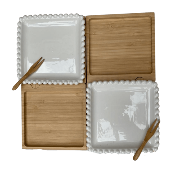 Petisqueira Montável Com 4 Nichos 2 Porcelanas E 2 Espatulas