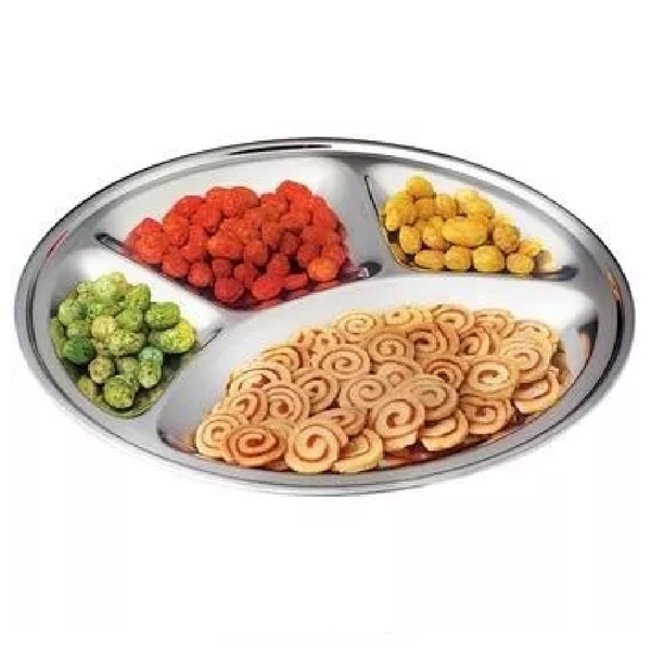 Petisqueira Redonda Aço Inox Com 4 Divisórias 30cm Wincy