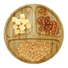 Petisqueira Redonda Com 3 Divisórias De Bambu Marrom/bege