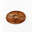 Petisqueira Redonda De Madeira Teca Com 5 Divisões - Stolf