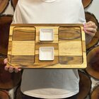 Petisqueira Retangular De Madeira Teca Com 2 Potes - Stolf