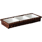 Petisqueira Retangular De Rattan E Ceramica Mundiart 1370