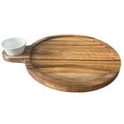 Petisqueira Tábua Teca 23cm Servir Com Cabo E Ramekin 30ml R