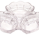 Petisqueira Vidro Decoração Petiscos 3 Divisórias Redondo