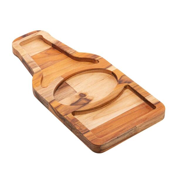 Petisqueira Wolff Craft De Madeira Teca Formato Garrafa 35cm